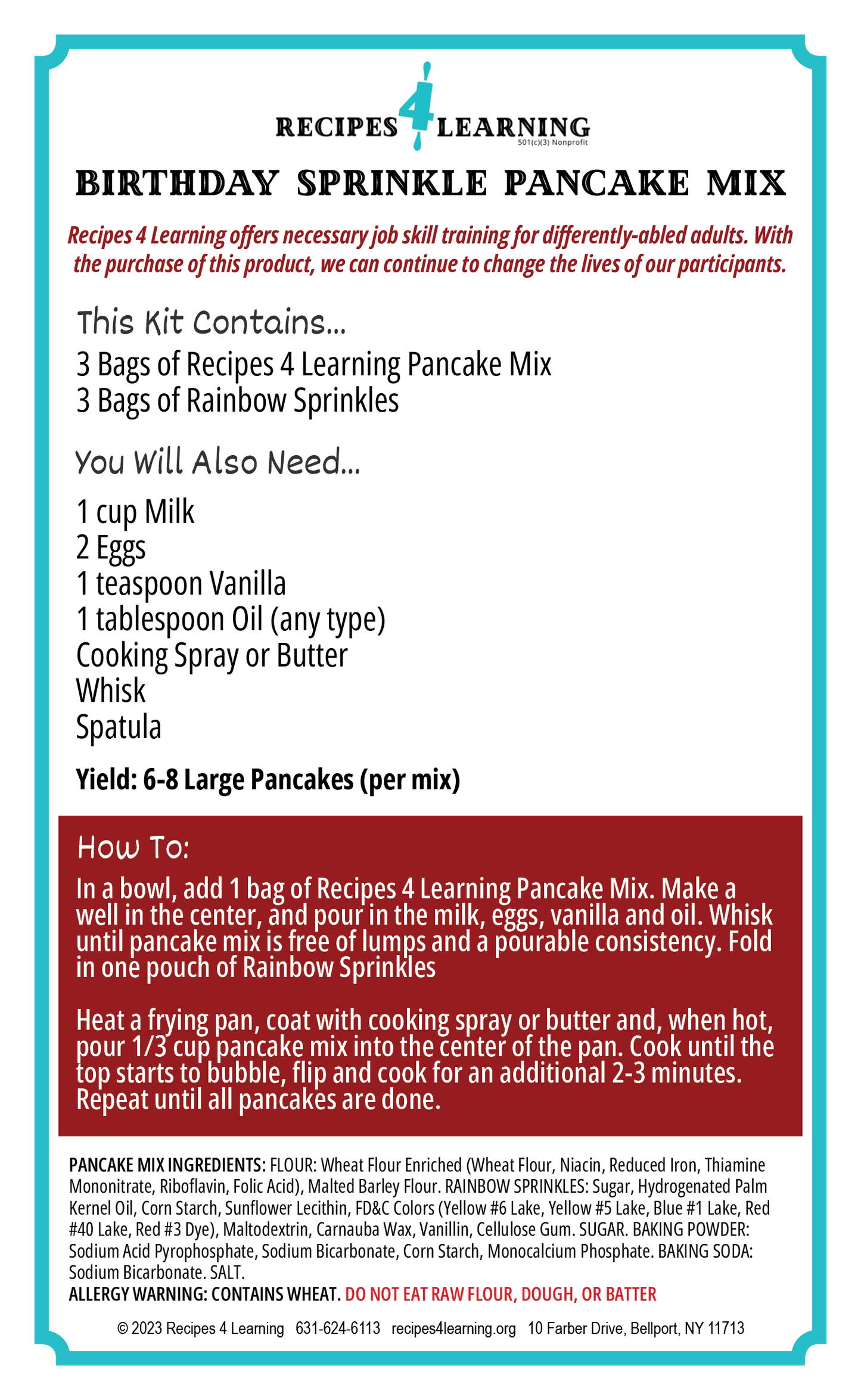 Recipes 4 Learning Pancake Mix - Birthday Sprinkle