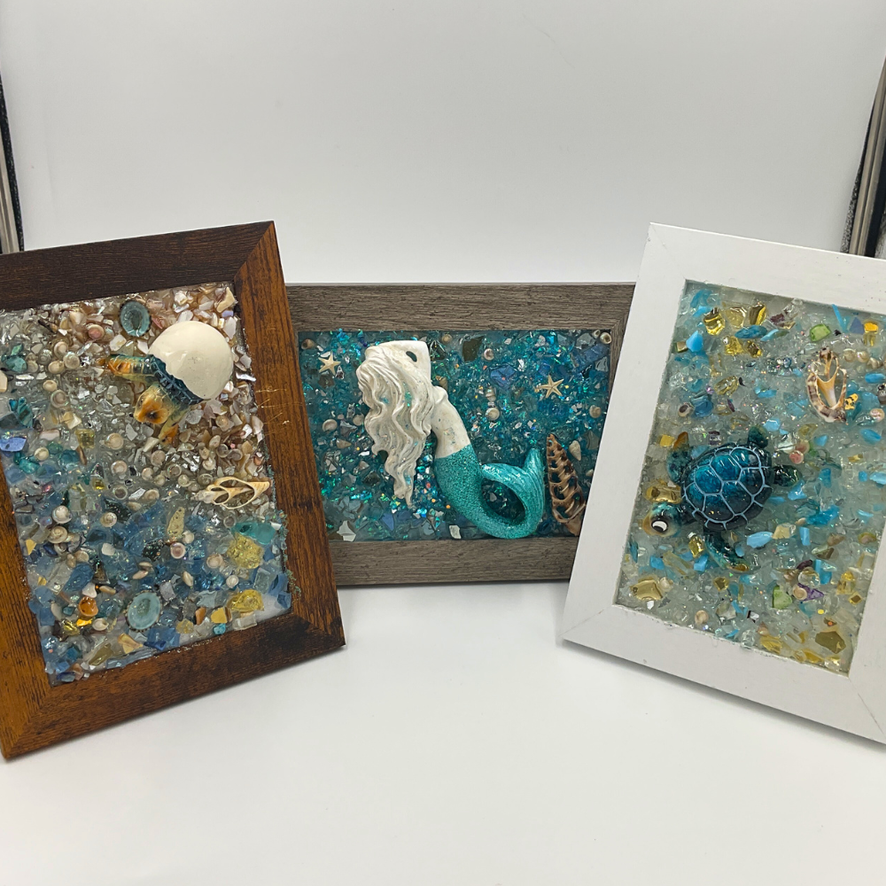 Framed Sea Glass Art - 5"x7"